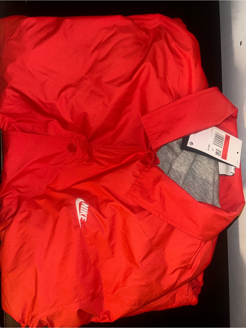 Nike Men’s Bright Red coaches Jacket with White Logo